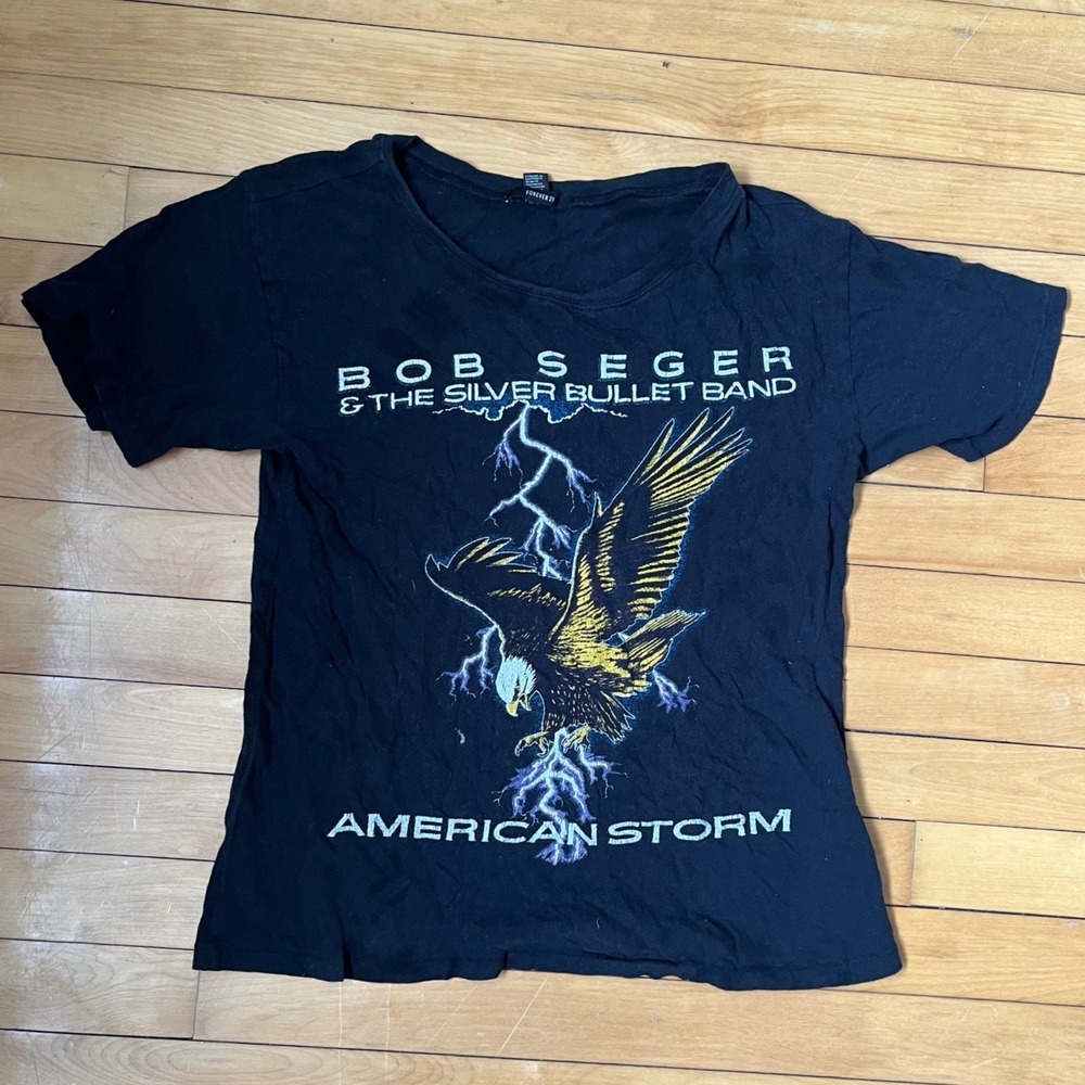 Bob Seger Silver Bullet Band American Storm 1986 Tour Graphic Tee Large